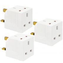 3 Stück 3-polige UK-Buchse Doppelst ecker adapter, UK-Wand verlängerung buchse Multi-Stecker mit 2 Wechselstrom steckdose 250V 13a für zu Hause