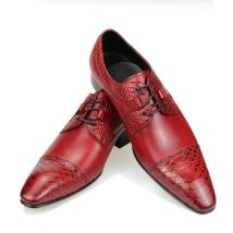 Luxus Hochzeit Rote Schuhe Für Männer Lace Up Mode Derby Schuhe Formale Business Büro Echtes Leder Spitz Kleid Mann Schuh