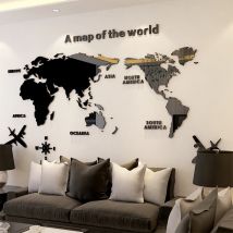 Mapa świata ściany 3D akrylowe naklejki ścienne trójwymiarowe naklejki na lusterka sypialnia biuro