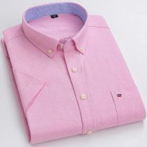 Plus Größe 7XL100 % Baumwolle Oxford Sommer Casual Kurzarmhemden für Männer weiche Slim Fit formelles schlichtes Hemd weiße karierte Kleidung