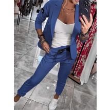 Casual Solid Slim Fit Blazer Two-piece Sets Autumn And Winter Women Fashion Button Cardigan Jacket + Pencil Pants 2pcs Suit