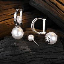 Original 925 Sterling Silber "D" Perle Creolen Für Frauen 2024 Koreanische Hochzeit Schmuck Geschenk Weibliche Pendientes