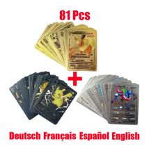 81-15 szt. Karty Pokemon Złote Srebrne Vmax GX Kolekcja Kart Trenerów Bitewnych Hiszpański Angielski Francuski Zabawki dla Dzieci Prezenty Świąteczne