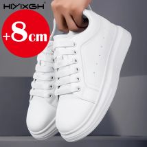 Neue Herren-Leder-Aufzugsschuhe, 6 cm, 8 cm, unsichtbare Höhenerhöhung, weiße schwarze Turnschuhe, Leder-Freizeitschuhe zur Erhöhung der Körpergröße