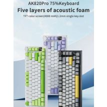 Klawiatura mechaniczna AJAZZ AK820/AK820Pro ekran TFT wielofunkcyjne pokrętło klawiatura do gier przewodowa/2,4 GHz/BT podłącz klawiaturę PC