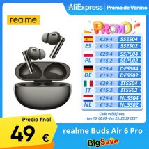 realme Buds Air 6 Pro Versión Global Auriculares inalámbricos 50dB Cancelación activa del ruido Hasta 40Horas de duración de la batería Auriculares