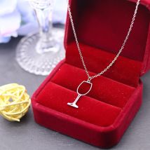 Todorova Edelstahl Hohl Wein Glas Anhänger Halsketten Für Frauen Trendy Nette Tasse Charms Anhänger Halsband Halskette Schmuck