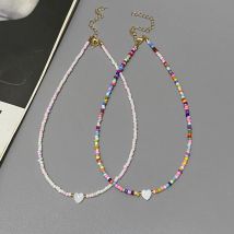 New Nature Shell Love Heart Choker Naszyjnik dla dziewczynki Wiosna Lato Moda Małe kolorowe szklane