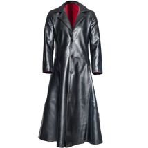 Gothic Reverskragen Langer Mantel Lederklinge Vampir Steampunk Jacke Goth Jacken Viktorianischer Graben Herren Langer Kunstledermantel