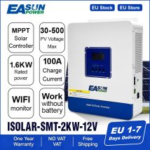 Inverter Solare Ibrido EASUN 1600W 12V a Onda Pura Off-Grid con Regolatore di Carica Solare MPPT 100A PV 30V per LiFePO4 e Wi-Fi
