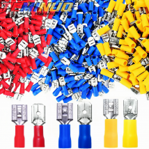 60/80 pezzi connettore a forcella isolato maschio femmina, 6,3 mm 1/4 "22-16/16-14/12-10 awg-connettori elettrici a disconnessione rapida -