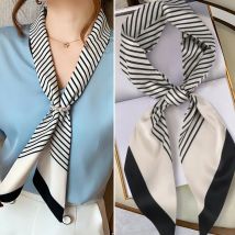 Neue Mode Streifen Seide Schal Frauen weichen Satin Pferd Haarband abgeschrägt Halstuch Büro Hijab Stirnband Foulard Tasche Bänder Geschenk