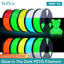 SUNLU 10 kg im Dunkeln leuchtendes PETG-Filament, ordentlich gewickeltes, leuchtendes PETG-Filament, 1,75 mm, 1 kg Filament, passend für die meisten FDM-3D-Drucker