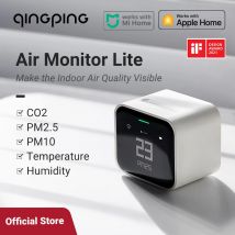 Qingping 5in1 Apple HomeKit-kompatibler WiFi-Luftqualitätsmonitor, tragbarer CO2-Messgerät-Sensor erkennt PM2,5 PM10, Temperatur und Luftfeuchtigkeit