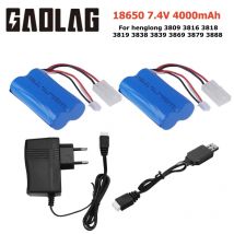 7,4 V 4000 mAh 18650 Batterie mit ladegerät für henglong 3809 3816 3818 3819 3838 3839 3869 3879 3888 RC tanks HJ806 teile batterie