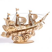 Robotime Vintage Holz-Wasserfahrzeug-Modellbausatz 3D Holzpuzzle Beste Geschenkideen für Erwachsene Segelschiff
