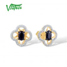 VISTOSO Gold Screw stadniny kolczyki dla kobiet oryginalne 14K 585 żółte złoto diamenty niebieski szafir eleganckie Party modne ładne biżuteria