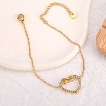 BOBOTUU Damen-Armbänder mit zarten Strasssteinen und Herz, unendlicher Ewigkeits-Charm, exquisiter wasserdichter Edelstahl-Schmuck, BB25004