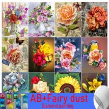 Blumen DIY 5D 120 Farben AB Fee Staub Diamant Malerei Kits Vollquadrat Rundbohrer Mosaik Strass Stickerei Home Decor