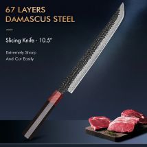 Turwho 10.5 "Schneide messer japanische 67 Schicht Damast stahl hand geschmiedete Kochmesser super scharfe Lachs Sushi Küchen bedarf