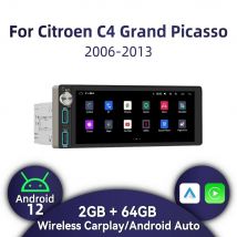 Wireless Carplay Autoradio 6.86 "Schermo 1 Din Radio Android Car Multimedia per Citroen C4 Grand Picasso 2006-2013 Unità principale GPS