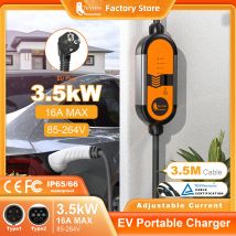 Feyree Tragbares EV-Ladegerät Typ 2 16 A 3,5 kW EVSE-Ladekabel Typ 1 SAE J1772 EU-Stecker-Controller Wallbox für Elektroauto