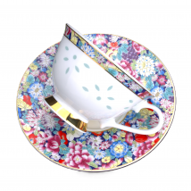 LIANHUA POTTERY Linglong Porcelain Coffee Cup And Saucer Set Handcrafted Enameled Colorful Pattern for Coffee And Afternoon Tea