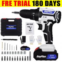 DayPlus Set di trapani elettrici portatili a batteria da 21 V Cacciavite a percussione con batteria