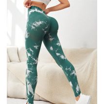Zha Piao Enge Yoga-Hose mit hoher Taille/Hüftlift, Fitness, nahtlose, feuchtigkeitsabsorbierende Sportstrumpfhose mit Batikmuster
