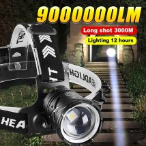 9000000 LM 600W Ultra Potente Faro Testa Lanterna Luce Frontale 8000LM L2 Ricaricabile Tipo C LED Testa Torcia Elettrica Per La Pesca