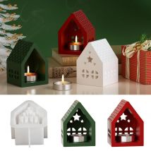 Hohl Stern Weihnachten Haus Kerzenhalter Formen Geometrie Gebäude Kerzenhalter Silikon Form Lebkuchen Hause Harz Seifenkiste Geschenk