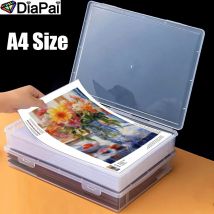 DIAPAI A4 Diamantmalerei-Aufbewahrungsbox mit Deckel – transparenter Schreibtisch-Organizer aus Kunststoff für Bastelwerkzeuge und Zubehör, staubdicht