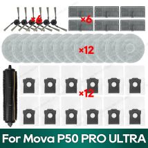 Accessori compatibili per Mova P50 Pro Ultra, Mova P10 Pro Ultra / P10 Pro Ultra Gen 2: Spazzola Tricut, Filtro, Panno per la pulizia, Sacchetto per la polvere