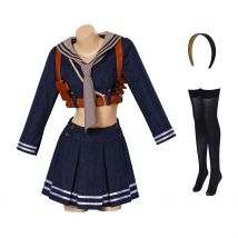 Sucker Cosplay Punch Baby Doll Kostüm Dunkelblaues Preppy Kleid Set Freizeitkleid