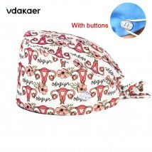 woman and man surgical cap Cotton veterinary cap Medical cap nurse accessories Medical pattern printing scrub cap long hair