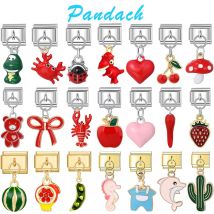 Pandach Elephant Dolphin Penguin Cherry Mushroom Apple 9mm Stainless Steel Italian Module Elastic Splicing DIY Jewelry Making