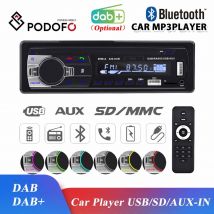 Podofo Dab Autoradio Ricevitore stereo Ingresso FM Aux SD USB JSD-520 12V In-Dash 1din Lettore multimediale Bluetooth MP3