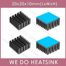 WIR MACHEN KÜHLKÖRPER 20 x 20 x 10 mm ohne oder mit Wärmeleitpad, schwarz eloxiertes Aluminium, CPU/IC-Kühlkühler, Kühlkörper