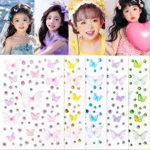 Butterfly Crystal Diamond Eyes Face Body Gems Self Adhesive Eyeshadow Stickers Tattoo Kids Stage Party Daily Makeup Rhinestone