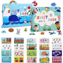 Yeahbo Quiet Book Busy Book ab 2 Jahre, Montessori Spielzeug ab 2 3 4 5 Jahre, 2PCS Motorik Lernspiele Kinder Einschulung Spiele ab 2-5 Jahren, Spielzeug Geschenk Jungen Mädchen 2 3 4 Jahre