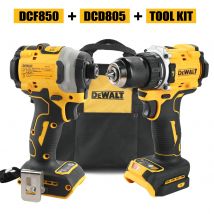 DeWalt Lithium-Schraubendreher mit bürstenlosem Motor, Elektroschrauber, elektrische Handbohrmaschine, Schlagbohrmaschine, Kombinationsset DCF805 DCD850