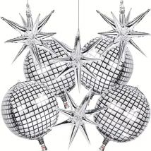 8 stücke 22 Zoll Silber Disco Explosion Stern Aluminium Film Ballon Set Geburtstag Einzel Party Hochzeit Veranstaltungsort Dekoration Luft globos Ball