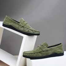 Army Green Male Designer Brand Casual Loafers Green Khaki Youth Leisure Formal Business Adult Suit Shoes Comfortable Shoes