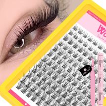 Zestaw rzęs WOSHEER, kępki rzęs, rzęsy kocie, zestaw do samodzielnego przedłużania rzęs naturalnych, klej i uszczelniacz do rzęs, zestaw kęp rzęs, makijaż