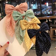 Korean Style Dots Floral Big Bow Hair Clips For Women Elegant Ponytail Hairpins Girl Hair Accessories Barrette Gift Wholesale