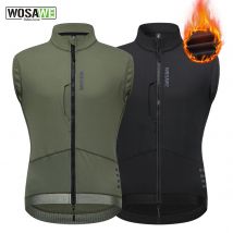 WOSAWE Thermal Winter Cycling Vest Windproof Bike Jacket Sleeveless Windbreaker Back Pockets for Men and Women