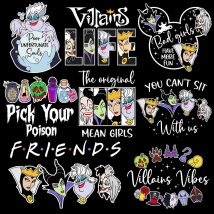 Villains Vibes Wärmeübertragungsaufkleber Bügelbilder für Kleidung Thermische Patches für T-Shirts