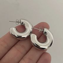 Ohrringe aus 925er-Sterlingsilber für Damen, trendiger, einfacher, schwerer Kreis-Ohrring, Schmuck, verhindert Allergien, Party, Weihnachten, Accessoires