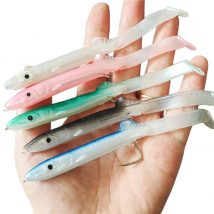 MUKUN 5PCS Anguilla Shad Richiamo di Pesca 115mm/4g Esca Morbida con Gancio Affilato Set per Bass Fishing Rig Zavorra Esca Morbida Wobblers Pesca