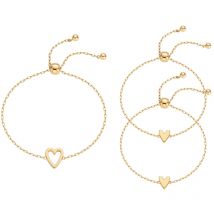 3-teiliges passendes Solitär-Armband-Set mit Herzanhängern für Frauen, Mutter und Tochter, 14 Karat vergoldeter Edelstahl, Freundschaftsarmband